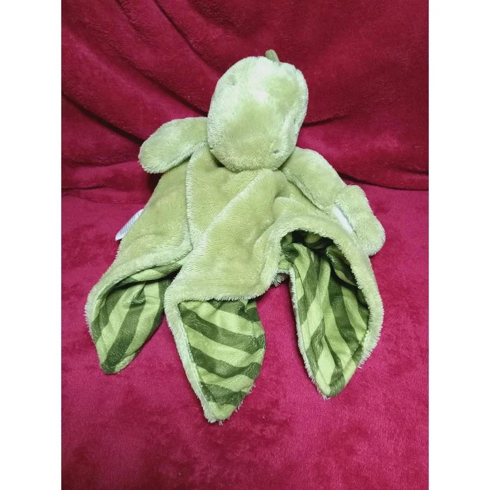Carters Baby Plush GREEN DINOSAUR Dino Lovey Security Blanket Stripes #68355